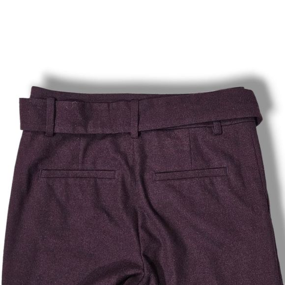 NWT LOFT BURGUNDY RED STRAIGHT LEG TIE BELT PANTS 00 PETITE XXS PETITE - Picture 6 of 9